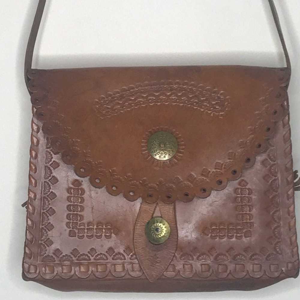 Vintage Leather Tooled Handbag - image 6