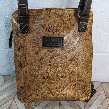 Vintage Relic Brown Paisley Embossed Leather Zip … - image 1
