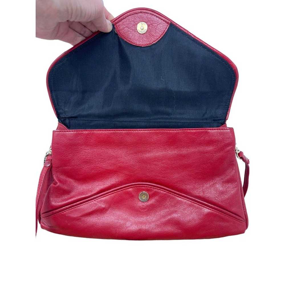 Vintage 1980's Cherry Red Leather Handbag~Shoulde… - image 3