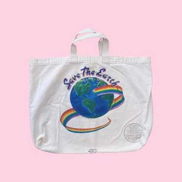 Vintage 1990s save the earth canvas tote bag