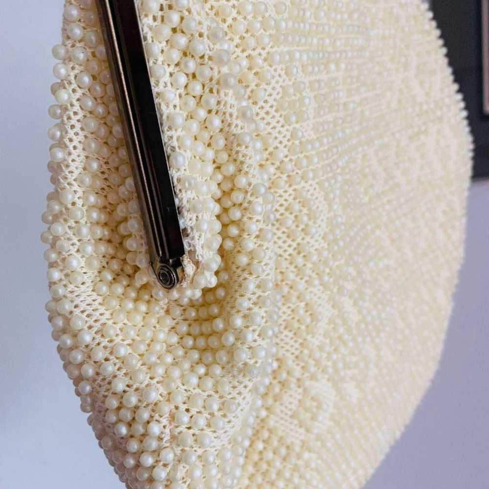 Vintage 1960s Cream Beaded Purse Handbag - image 3