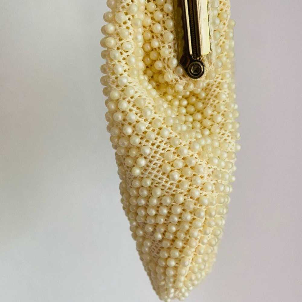 Vintage 1960s Cream Beaded Purse Handbag - image 8