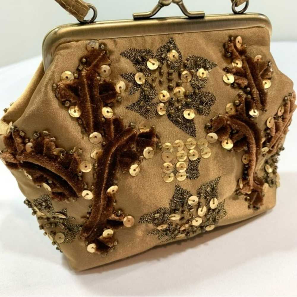 Mes Ami Vintage Brown Sequined Beaded Mini Bag - image 2