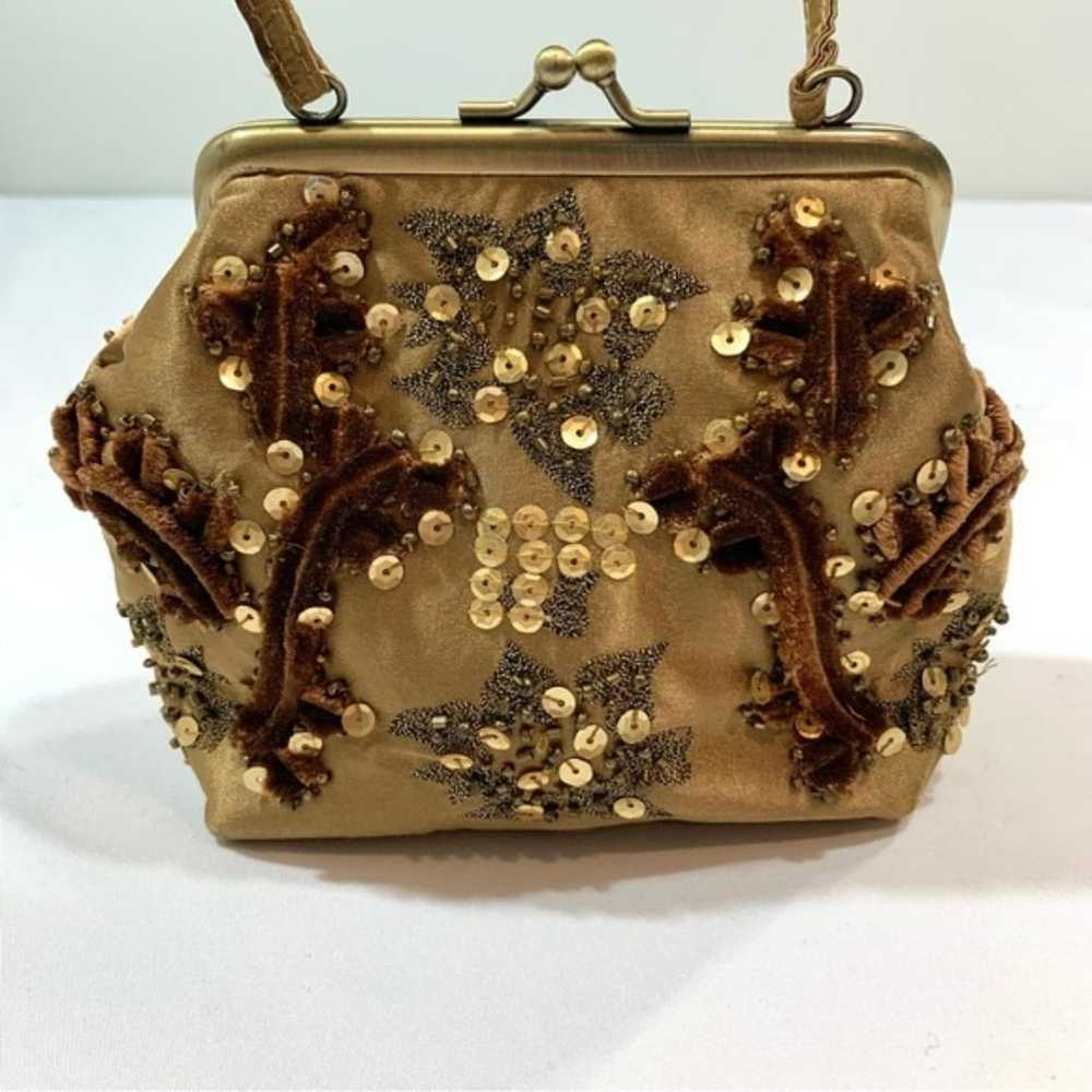 Mes Ami Vintage Brown Sequined Beaded Mini Bag - image 3