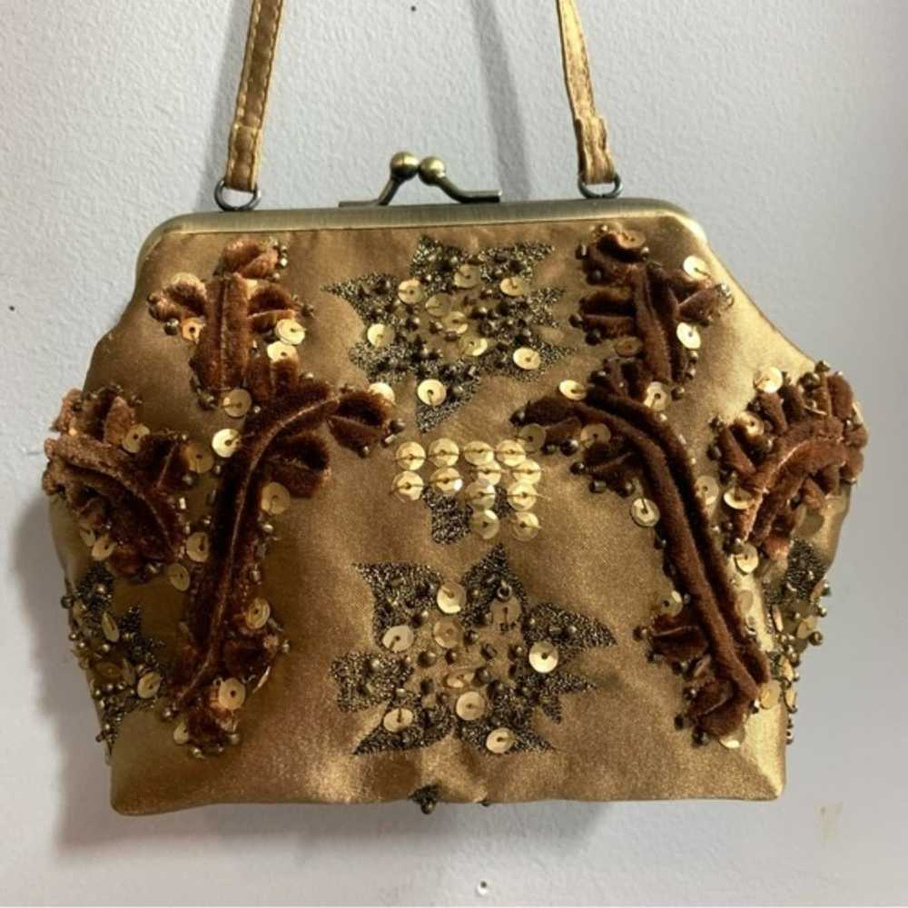 Mes Ami Vintage Brown Sequined Beaded Mini Bag - image 9