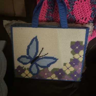 Vintage hand made crocheted tote