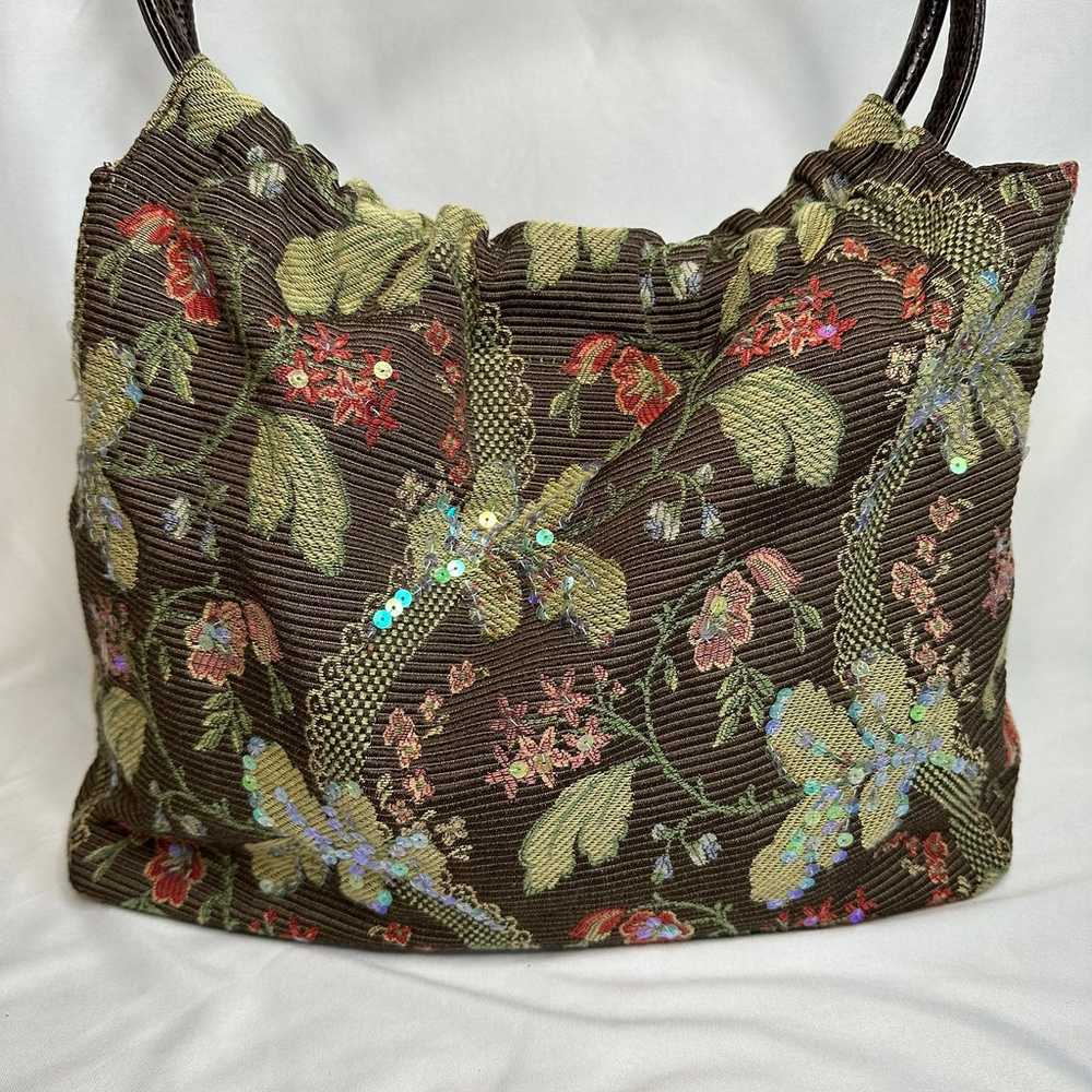 BUENO Brown Floral Tapestry Purse/Bag - image 2