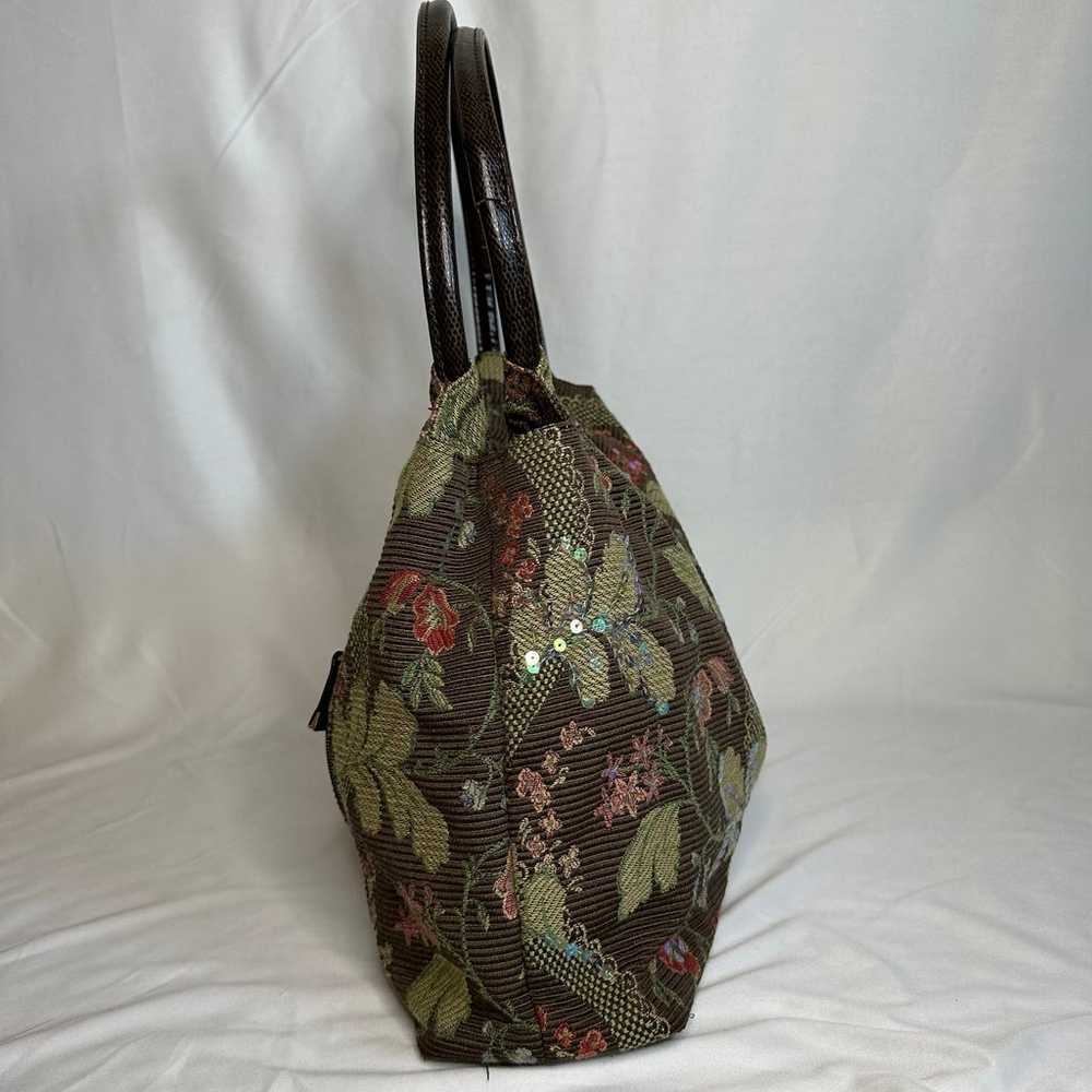 BUENO Brown Floral Tapestry Purse/Bag - image 3