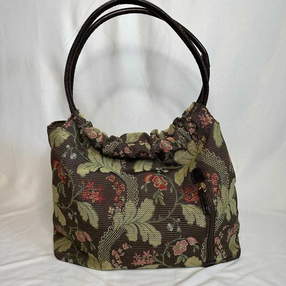 BUENO Brown Floral Tapestry Purse/Bag - image 5