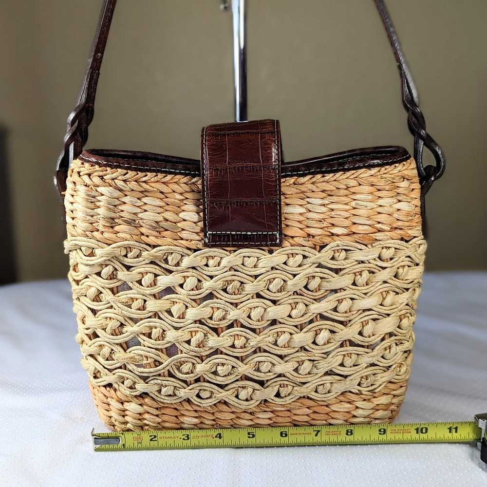 Vintage Brighton Straw Basket Shoulder Bag With L… - image 2