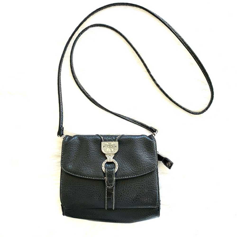 Vintage Boho Black Pebbled Crossbody Bag - image 1