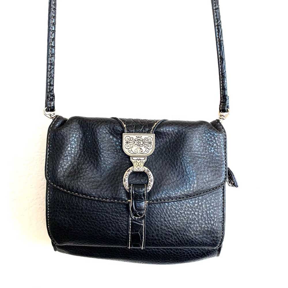 Vintage Boho Black Pebbled Crossbody Bag - image 2