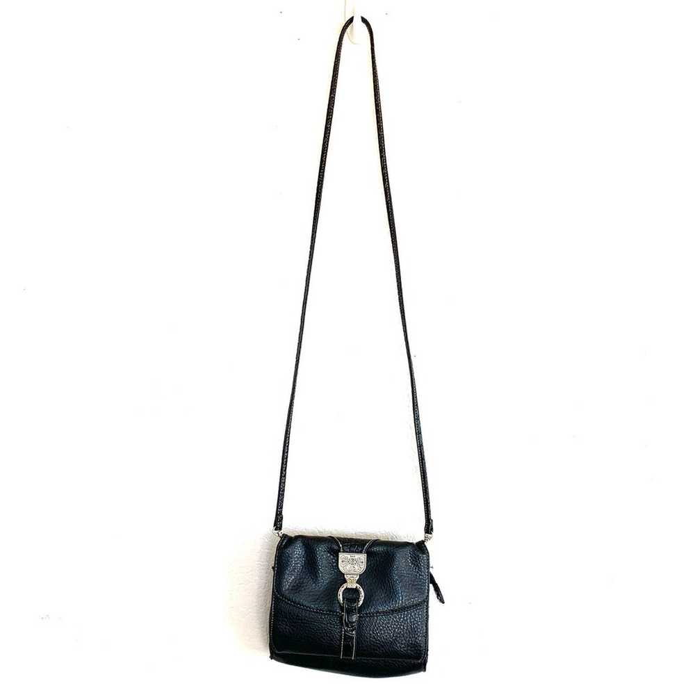 Vintage Boho Black Pebbled Crossbody Bag - image 3