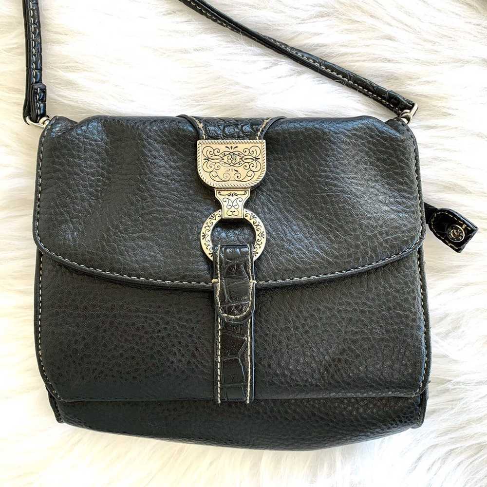 Vintage Boho Black Pebbled Crossbody Bag - image 4