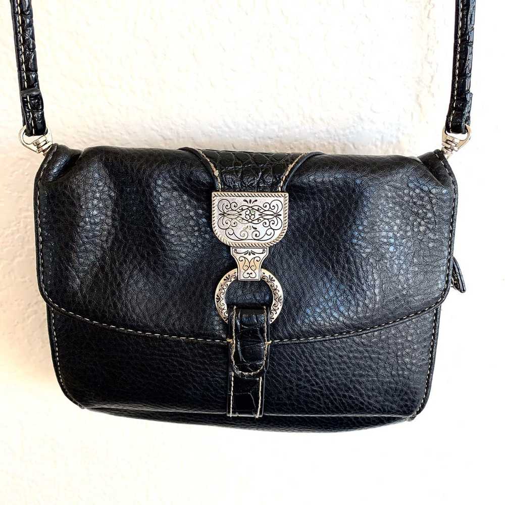 Vintage Boho Black Pebbled Crossbody Bag - image 9