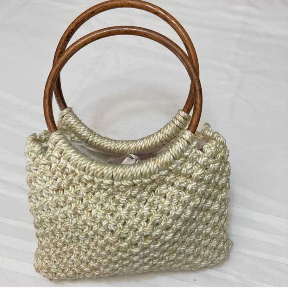 Macramé Vintage Womens Tote HandBag-Handmade - Be… - image 2