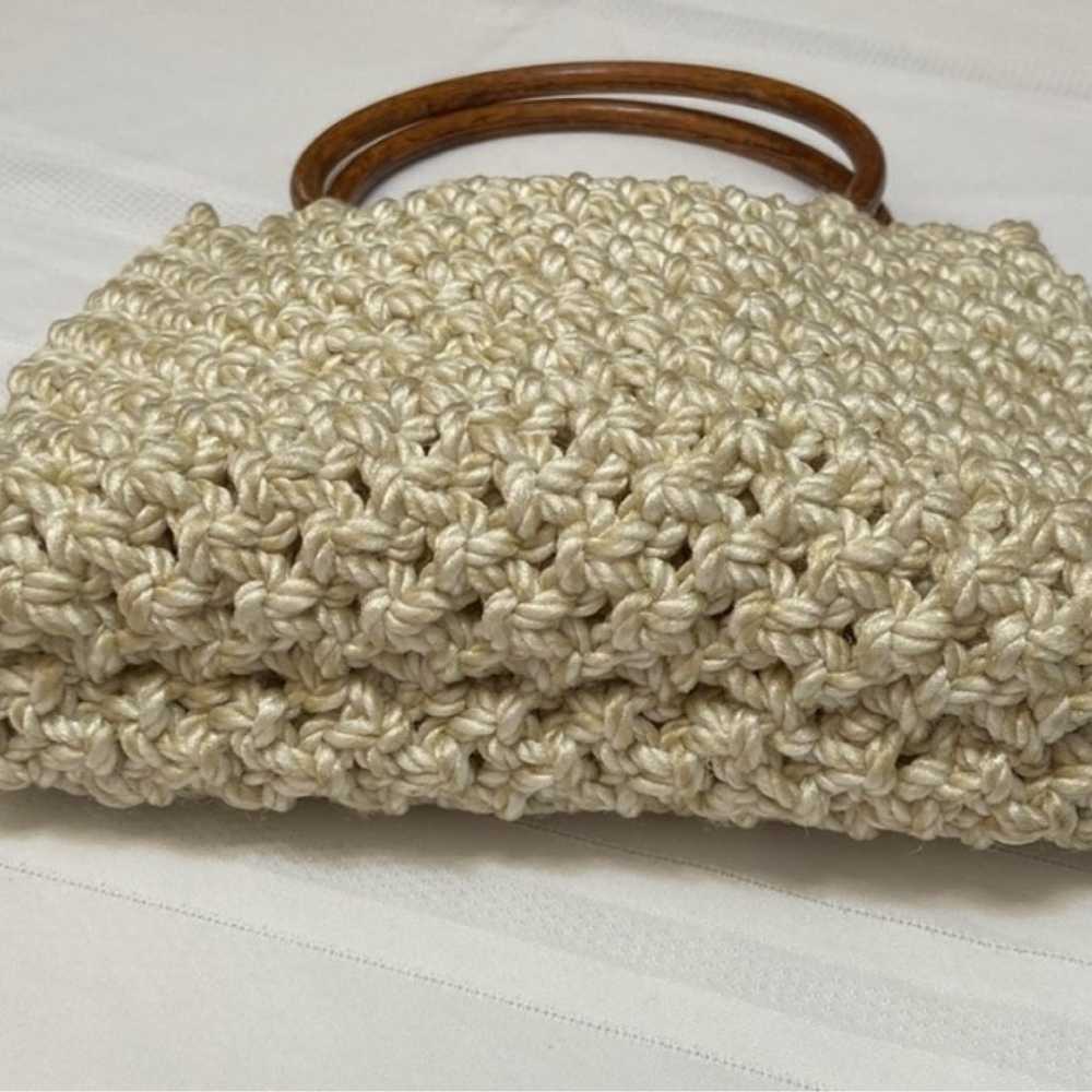 Macramé Vintage Womens Tote HandBag-Handmade - Be… - image 4