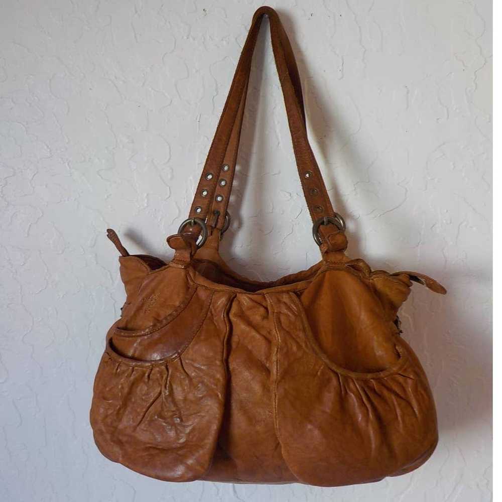 TOSCA BLU Brown Leather Shoulder Bag Purse Zip Up… - image 1