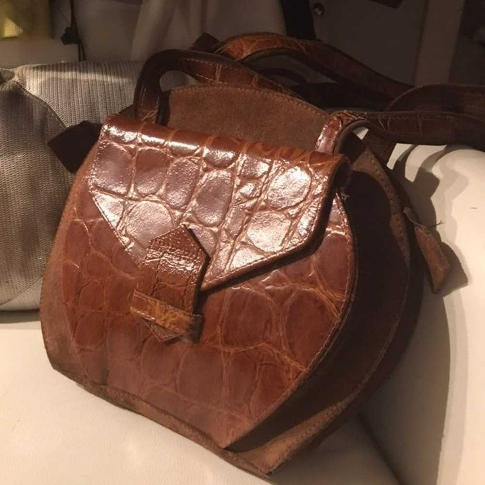 Vintage Boho Italian Sabissati purse Suede/Leather - image 2