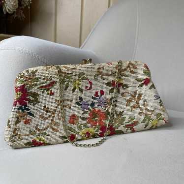 Vintage 50s Tapestry Floral Multicolor Purse Doct… - image 1
