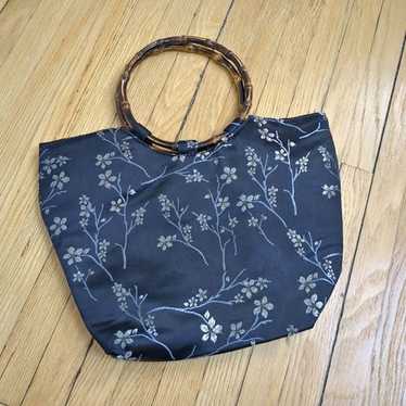 Vintage 90s Purse Asian Floral Embroidery Satin B… - image 1