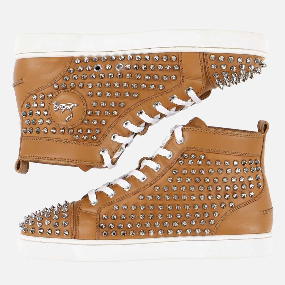 Christian Louboutin Brown Leather Louis Spikes Hi… - image 2