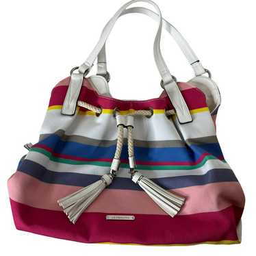 Liz Claiborne Vintage Striped Satchel Hobo Purse - image 1