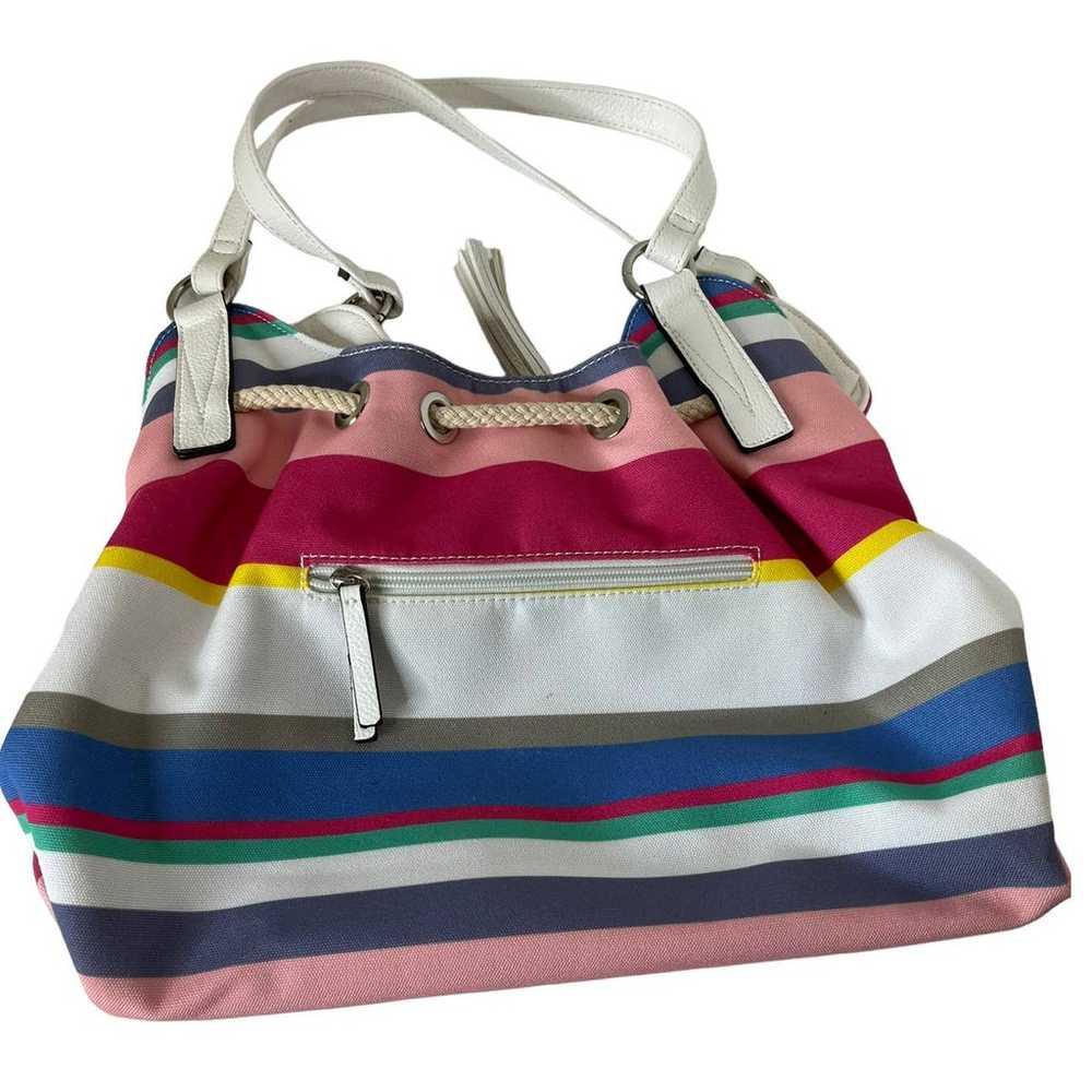 Liz Claiborne Vintage Striped Satchel Hobo Purse - image 2