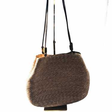 Vintage Rattan Crossbody Bag Leather - image 1
