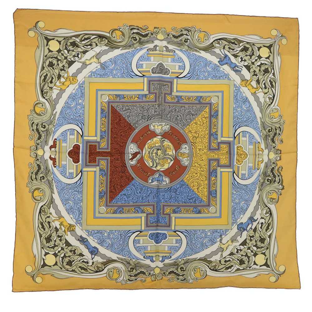 Hermes HERMES Carre 90 ANIMAUX SOLAIRES Scarf Sil… - image 1
