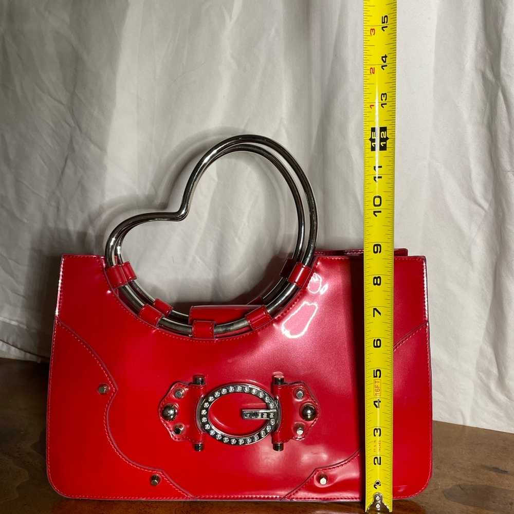 Y2k red bedazzled guess vintage purse with metal … - image 8