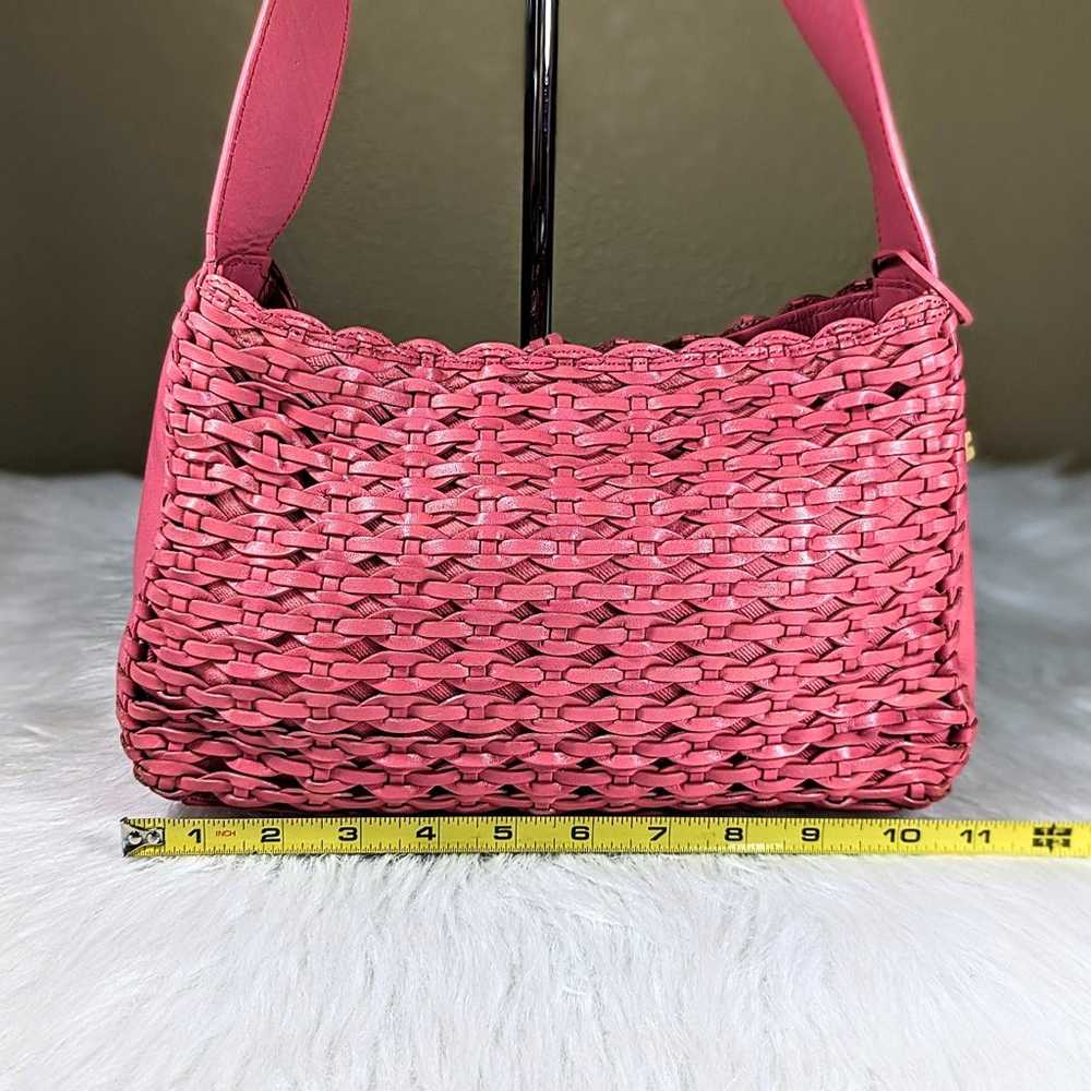 Vintage Fossil Pink Woven Leather Small Shoulder … - image 2
