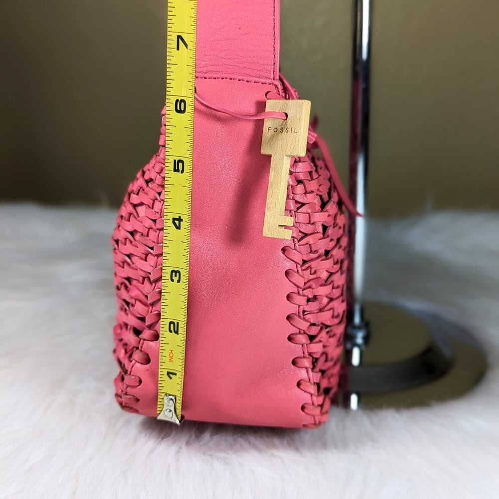 Vintage Fossil Pink Woven Leather Small Shoulder … - image 3