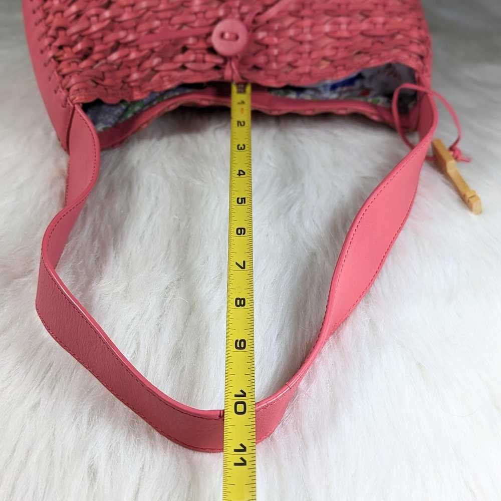 Vintage Fossil Pink Woven Leather Small Shoulder … - image 5