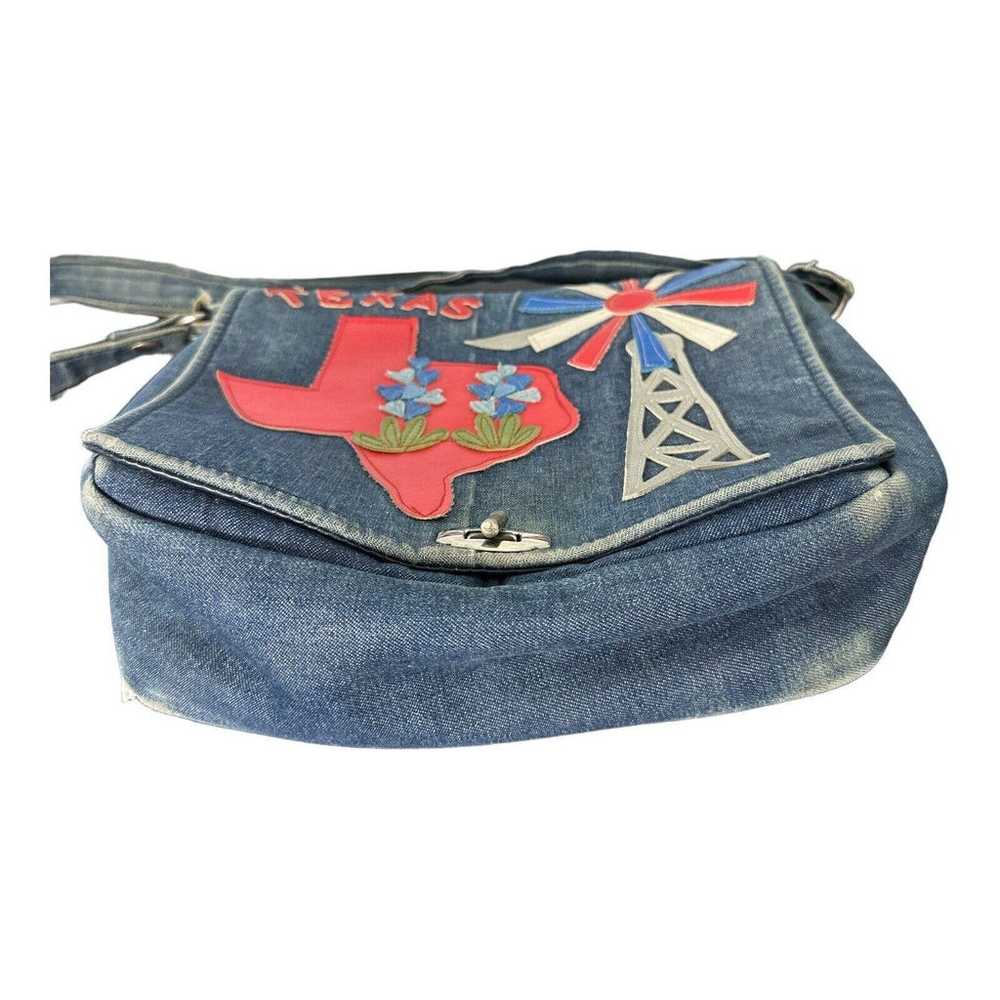 Vtg 60 70's AMERICANA Handbag TEXAS Distress Deni… - image 5