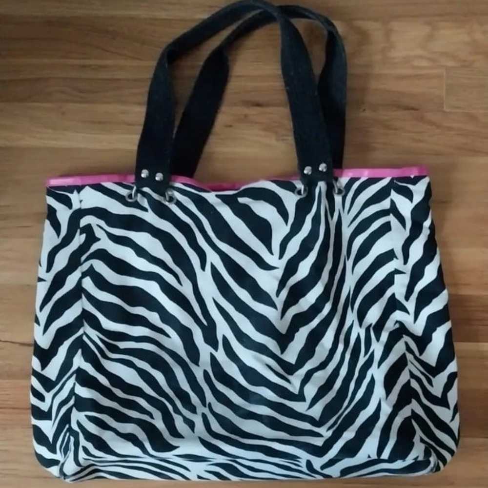 Vintage 90s Billabong Zebra Print Tote Bag | Larg… - image 2