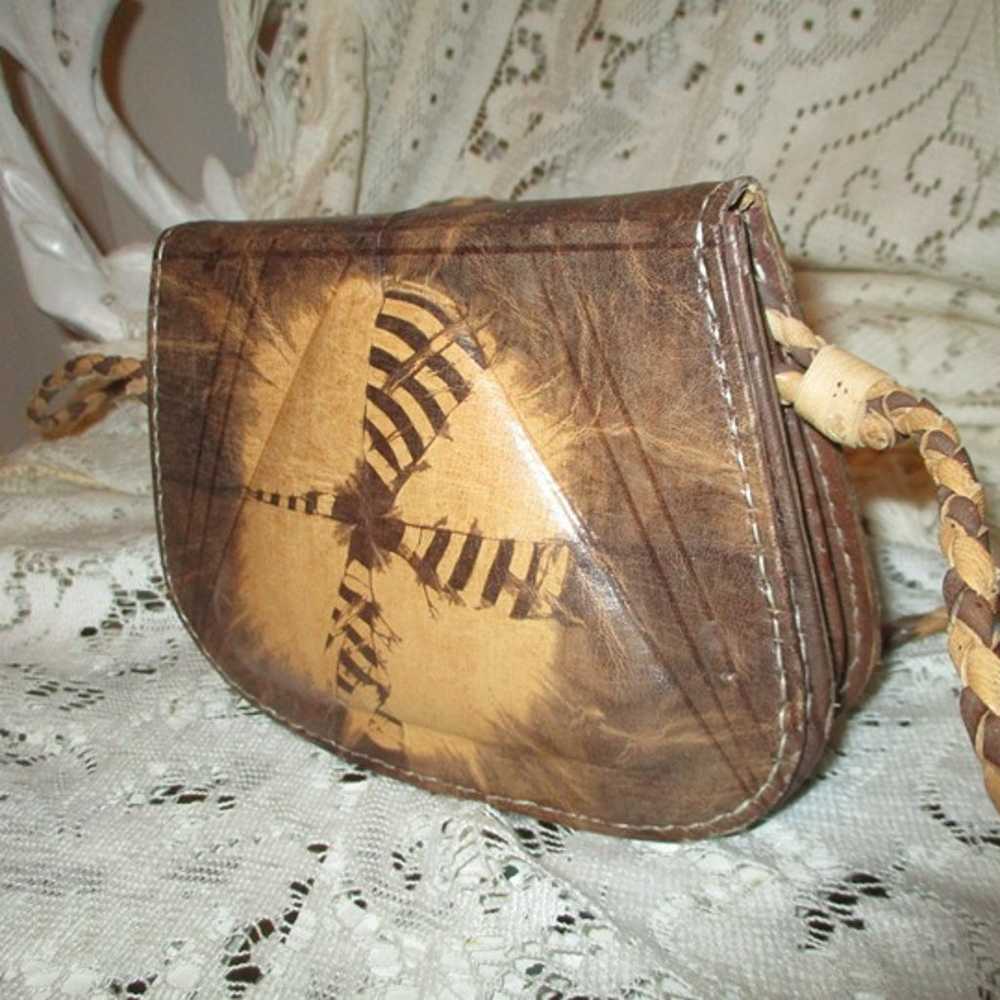 vintage Native American leather small cross body … - image 10