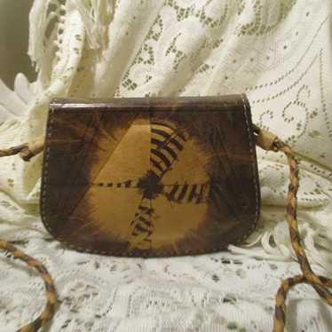 vintage Native American leather small cross body … - image 1