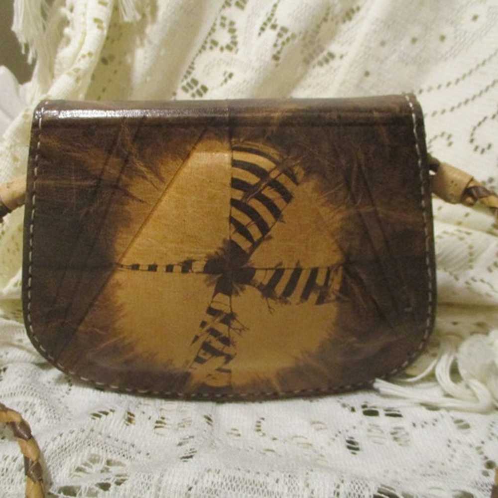 vintage Native American leather small cross body … - image 3