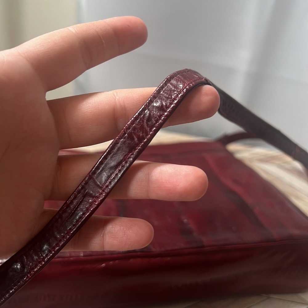 Burgundy Eel Skin Purse Clutch Leather Lined w St… - image 5