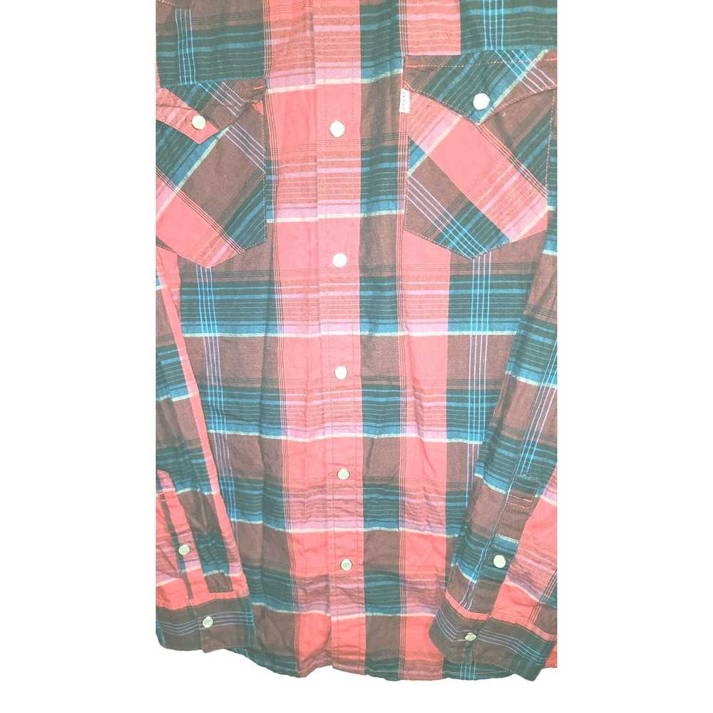 Levi's Mens Medium Levis Red Plaid Long Sleeve Bu… - image 3