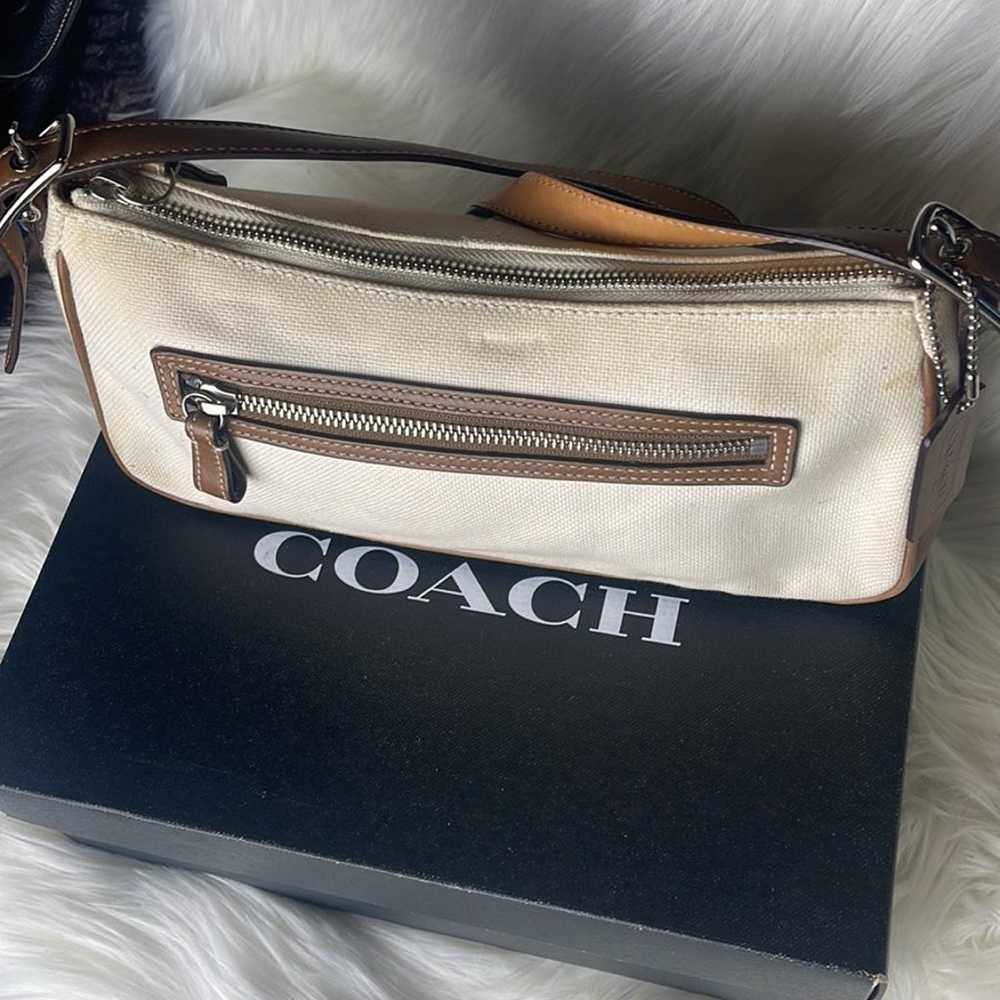 Coach Vintage Linen & Leather Handbag - image 11