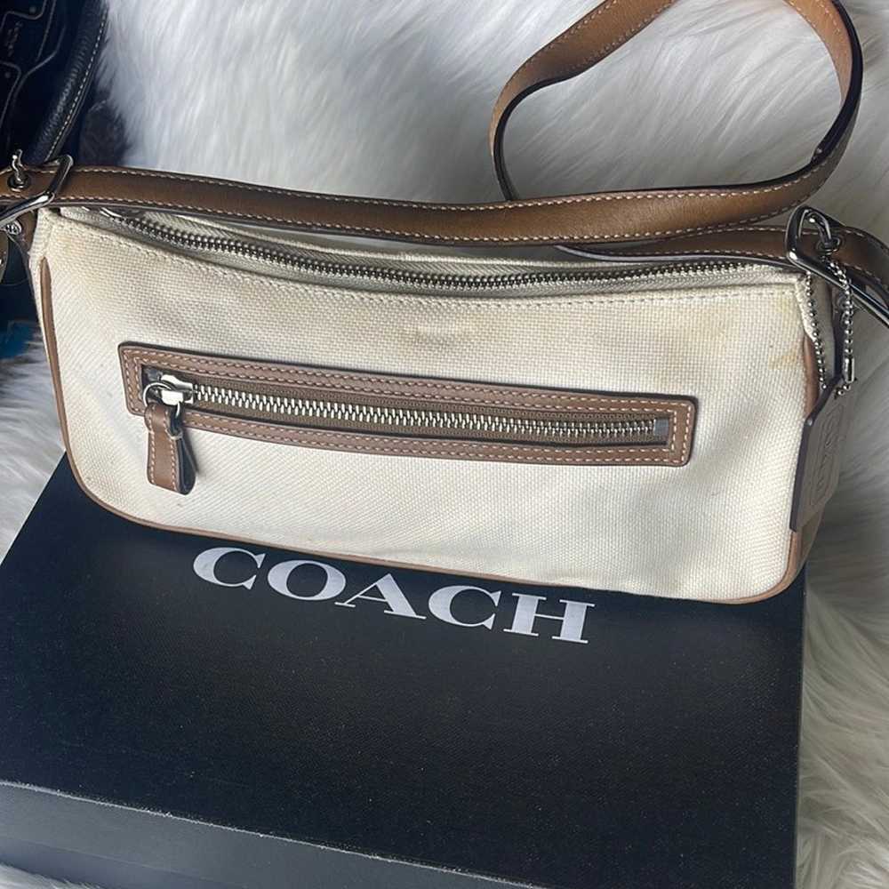 Coach Vintage Linen & Leather Handbag - image 1