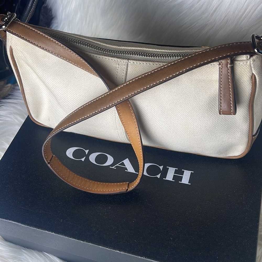 Coach Vintage Linen & Leather Handbag - image 6