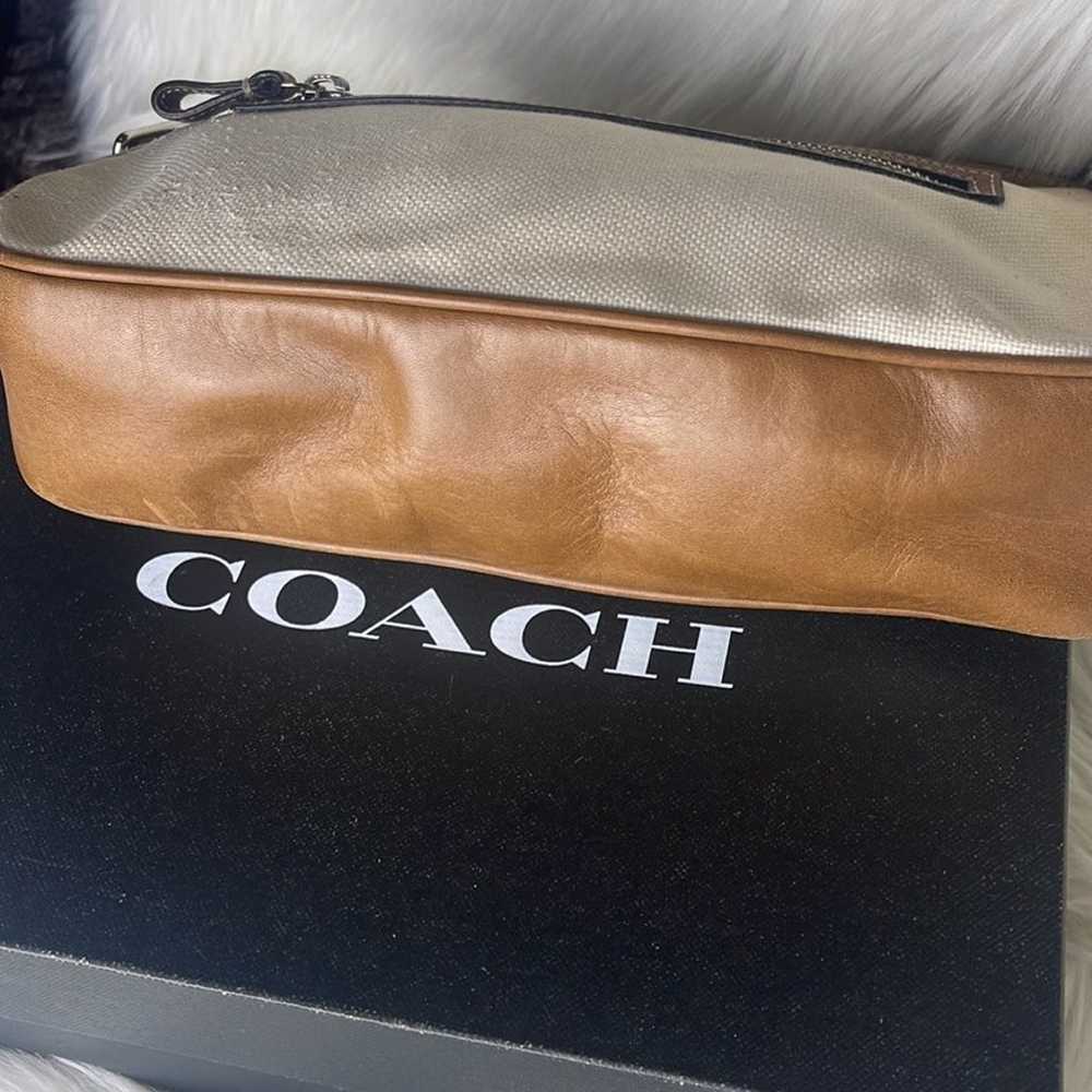 Coach Vintage Linen & Leather Handbag - image 9