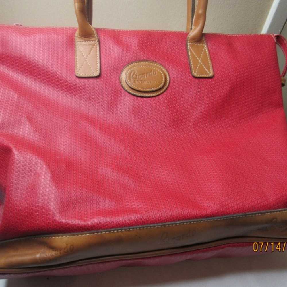 vtg Ricardo Beverly Hills red large Shoulder Bag … - image 3