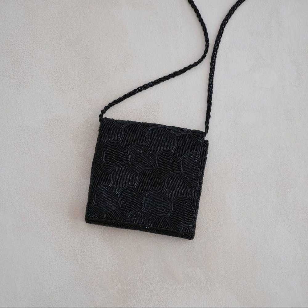 Evening Bag Black Beaded Patchwork Vintage Walbor… - image 5
