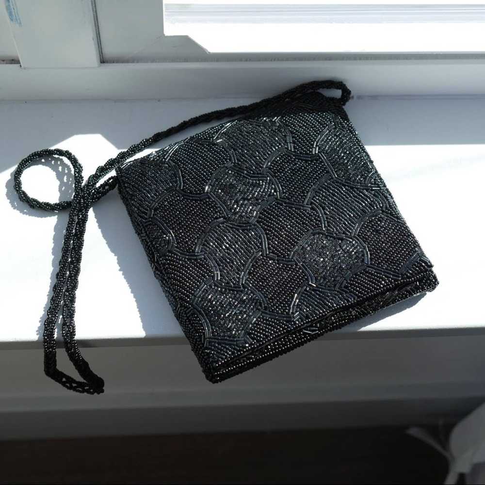 Evening Bag Black Beaded Patchwork Vintage Walbor… - image 7