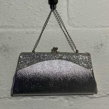 Vintage 60’s Silver Shimmer Evening Handbag Clutc… - image 1