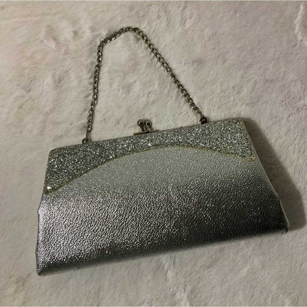 Vintage 60’s Silver Shimmer Evening Handbag Clutc… - image 7